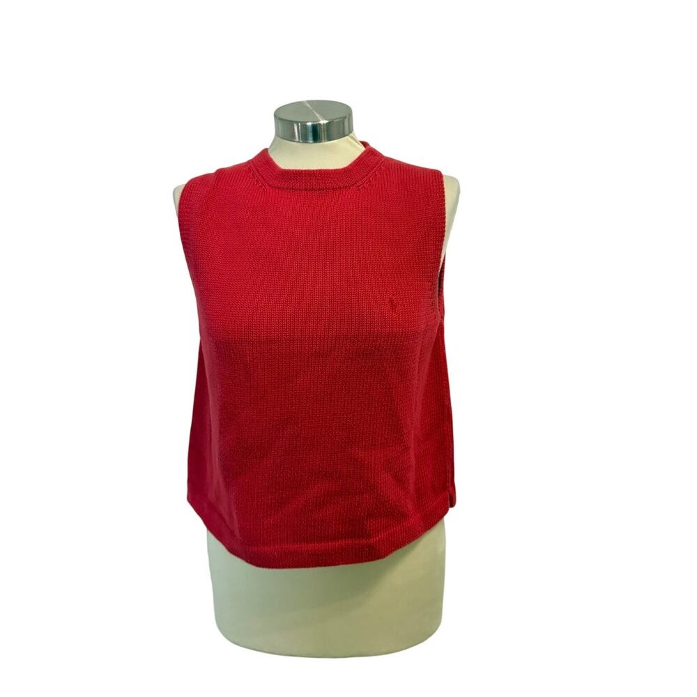 Ralph Lauren Sport Ribbed Sweater Size XL | Red Sleeveless High Neck Cotton Tank